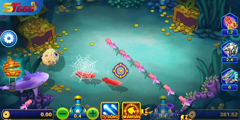 Giao diện game bắn cá ST666 tái hiện đại dương sống động