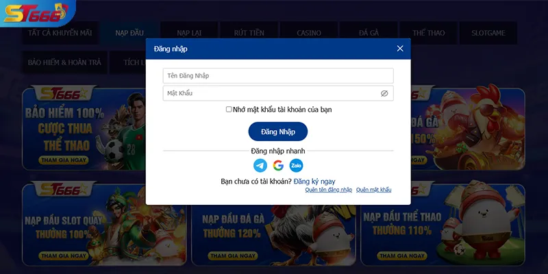Hướng Dẫn Đăng Nhập ST666 Bằng Tài Khoản Chính Thức